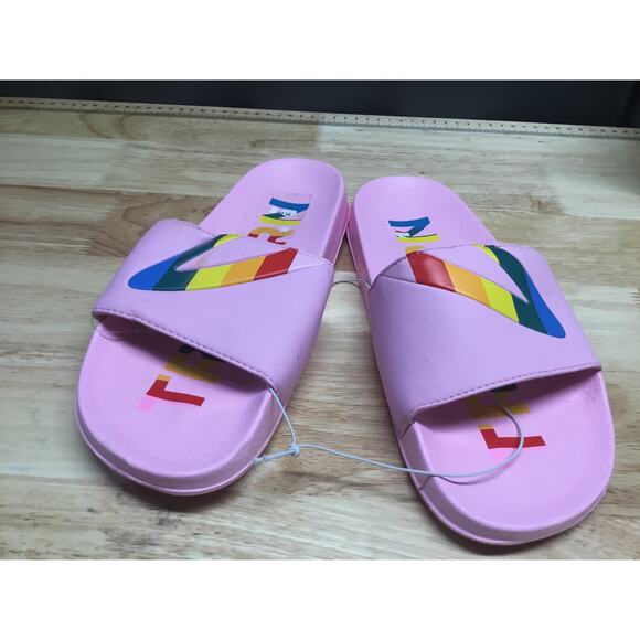 Tretorn Tragant Slide Sandals Women's 8 Lilac Unicorn Rainbow Slip On Open Toe - Picture 1 of 6